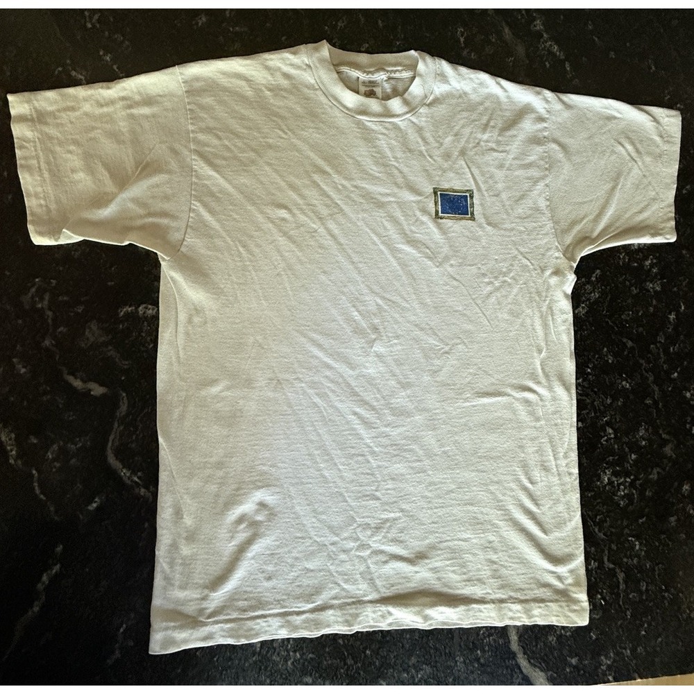 VTG 90s Fruit of the Loom T-Shirt Single Stitch L'Europe des Arts White L